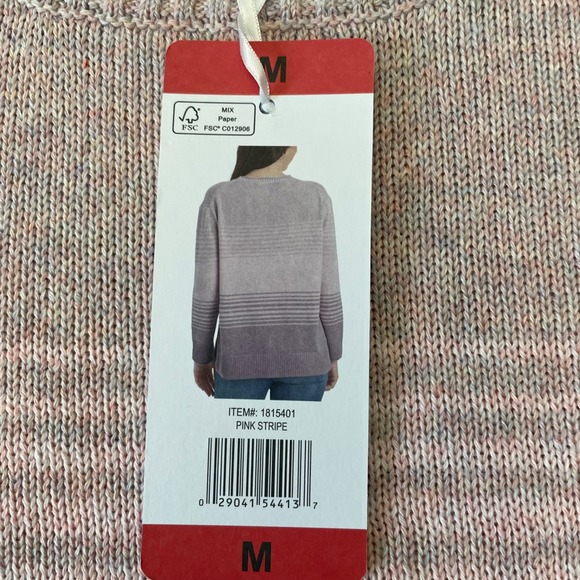 Ella Moss‎ Womens Medium M Striped Sweater Crew Neck Long Sleeve Pink - Picture 4 of 10